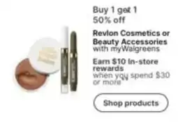 Walgreens Revlon Cosmetics or Beauty Accessories offer