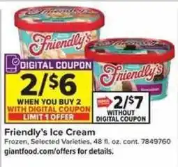 Giant Food Friendly's ice cream offer
