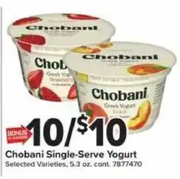 Giant Food Chobani Single-Serve Yogurt offer