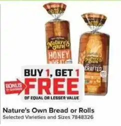 Giant Food Nature's Own Bread or Rolls offer