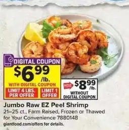 Giant Food Jumbo Raw EZ Peel Shrimp offer