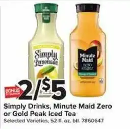 Giant Food Simply Drinks, Minute Maid Zero or Gold Peak Iced Tea offer