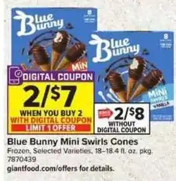 Giant Food Blue Bunny Mini Swirls Cones offer