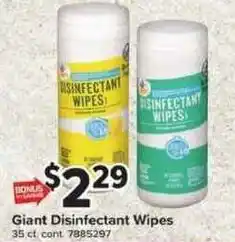 Giant Food Giant Disinfectant Wipes offer