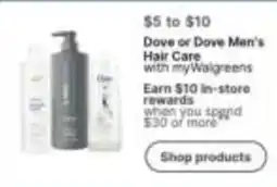 Walgreens Dove or Dove Men's Hair Care offer