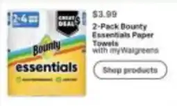 Walgreens Bounty essentials paper towels offer