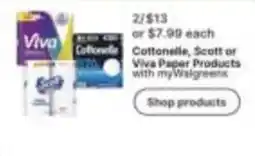 Walgreens Cottonelle, Scott or Viva Paper Products offer