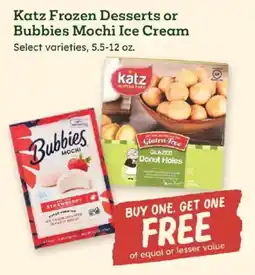 Sprouts Farmers Market Katz Frozen Desserts or Bubbies Mochi Ice Cream offer