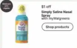 Walgreens Simply Saline Nasal Spray offer