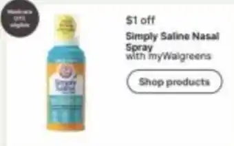Walgreens Simply Saline Nasal Spray offer
