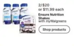 Walgreens Ensure Nutrition Shakes offer