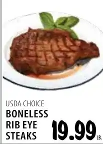 Karns Usda choice boneless rib eye steaks offer