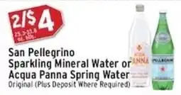 Associated San Pellegrino Sparkling Mineral Water or Acqua Panna Spring Water offer