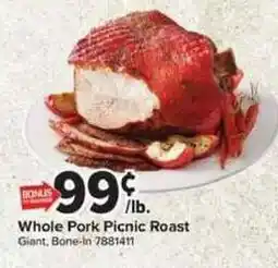 Giant Food Whole Pork Picnic Roast offer