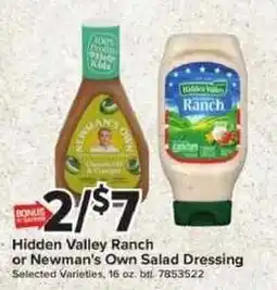 Giant Food Hidden Valley Ranch or Newman's Own Salad Dressing offer