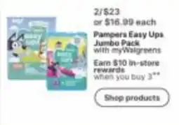 Walgreens Pampers Easy Ups Jumbo Pack with myWalgreens offer