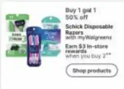 Walgreens Schick Disposable Razors offer