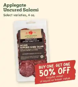Sprouts Farmers Market Applegate uncured salami offer