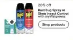 Walgreens Raid Bug Spray or Stem Insect Control offer