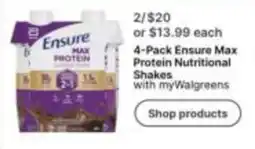 Walgreens Ensure Max Protein Nutritional Shakes offer