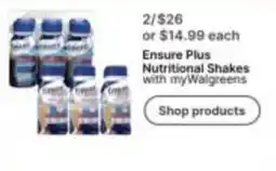 Walgreens Ensure Plus Nutritional Shakes offer