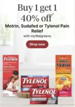 Walgreens Motrin, Sudafed or Tylenol Pain Relief offer