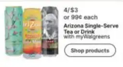 Walgreens Arizona Single-Serve Tea or Drink offer