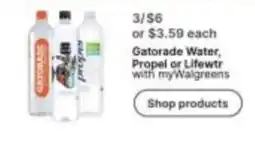 Walgreens Gatorade Water, Propel or Lifewtr offer