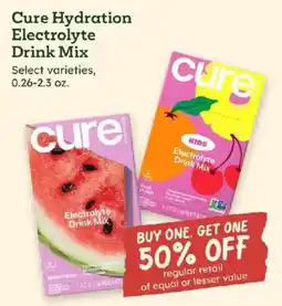 Sprouts Farmers Market Cure electrolyte drink mix offer
