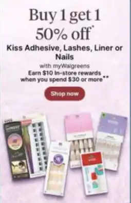 Walgreens Kiss Adhesive, Lashes, Liner or Nails offer