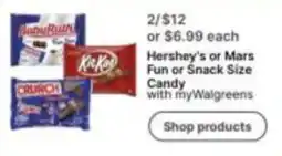 Walgreens Hershey's or Mars Fun or Snack Size Candy offer