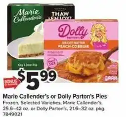 Giant Food Marie Callender's or Dolly Parton's Pies offer