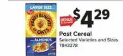 Giant Food Post Cereal offer