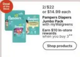Walgreens Pampers Diapers Jumbo Pack offer