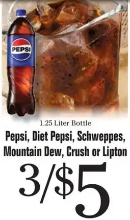 Morton Williams Pepsi, Diet Pepsi, Schweppes, Mountain Dew, Crush or Lipton offer