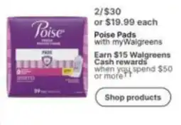 Walgreens Poise Pads offer