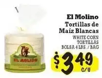 La Michoacana El Molino white corn tortillas offer