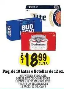 La Michoacana Budweiser, Bud Light, Miller Lite or Coors Light offer