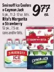 Fiesta Mart Smirnoff Ice Coolers or Cayman Jack or Rita's Margarita or Strawberry offer
