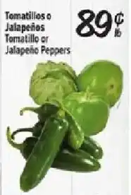 Fiesta Mart Tomatillo or Jalapeño Peppers offer