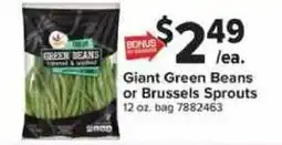 Giant Food Giant Green Beans or Brussels Sprouts offer