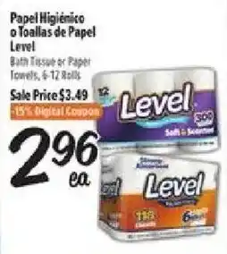 Level bath tissue or paper towels