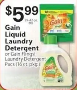 Associated Gain liquid laundry detergent or gain filings! laundry detergent pacs offer