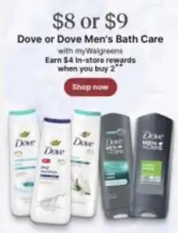 Walgreens Dove or Dove Men's Bath Care offer