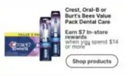 Walgreens Crest, Oral-B or Burt's Bees Value Pack Dental Care offer