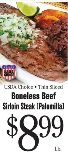 Morton Williams Usda choice boneless beef sirloin steak offer
