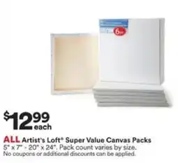 Michaels Artist's Loft Super Value Canvas Packs offer