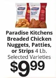 Hays Supermarket Paradise Kitchens breaded chicken nuggets, patties, or strips offer