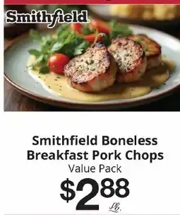 Hays Supermarket Smithfield boneless breakfast pork chops offer