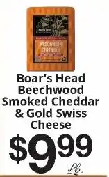 Hays Supermarket Boar's Head Beechwood Smoked Cheddar & Gold Swiss Cheese offer